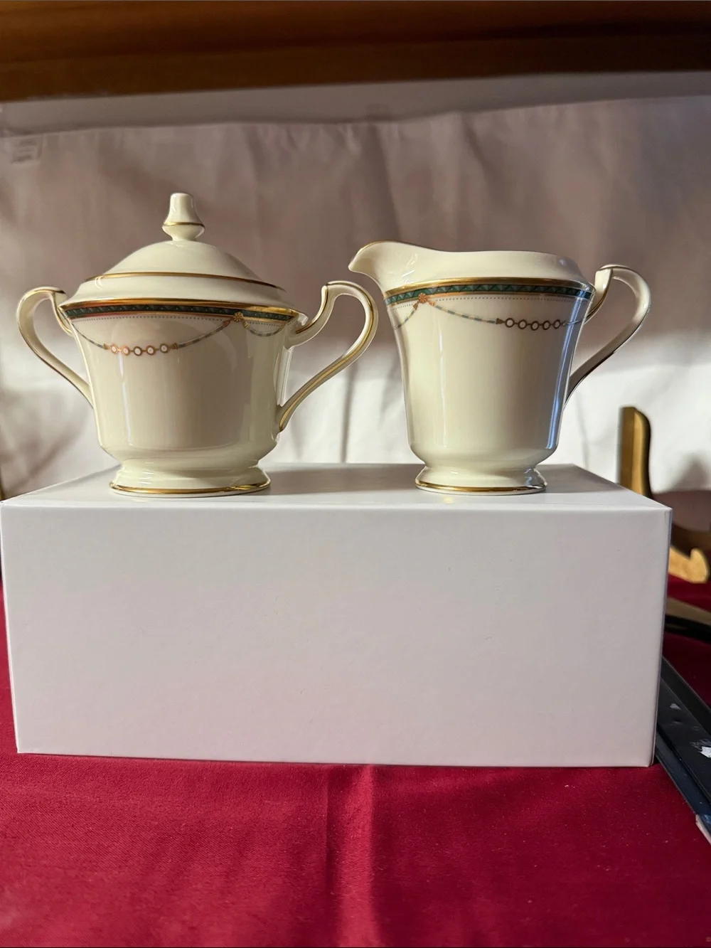 Vintage Mikasa Laurent creamer and sugar bowl with lid